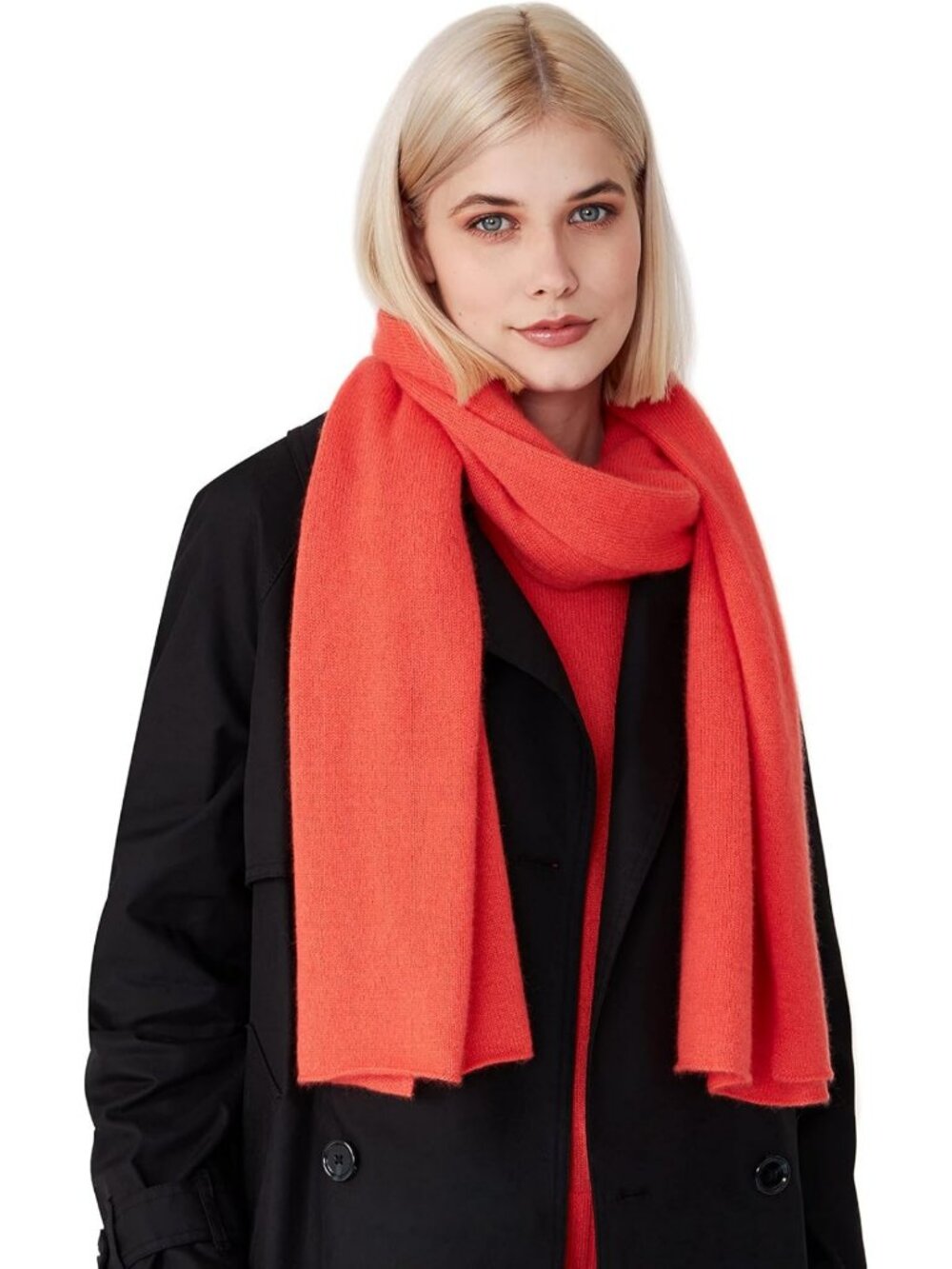 Luxurious 100% Cashmere Knitted Scarf for Women, Elegant European Design